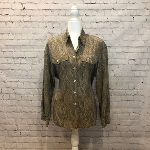 Liz Claiborne Collection Paisley Button Up Blouse
